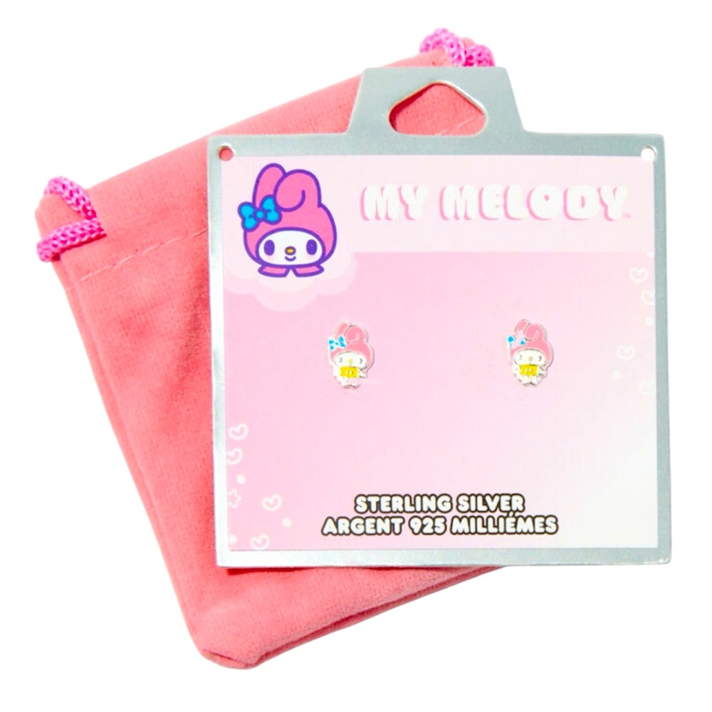 My Melody Hello Kitty & Friends Enamel Sterling Silver Stud Earrings - NWT